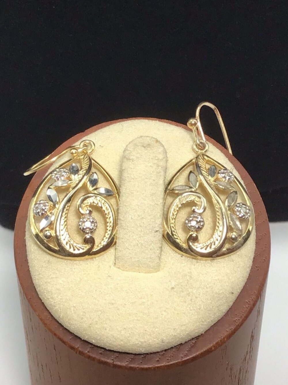 Gold Over Steling Silver Diamond Earrings Dangle 3.9gms 1”